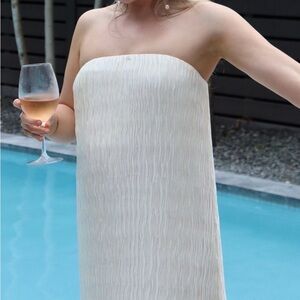 Reformation Cream Strapless Maxi Dress